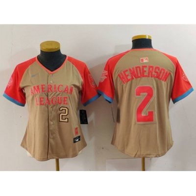 Women American League 2 Gunnar Henderson Cream 2024 All Star Limited Stitched Baseball Jersey 5