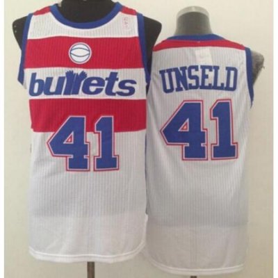 Men Adidas Washington Wizards 41 Wes Unseld Swingman Bullets Throwback White NBA Jersey