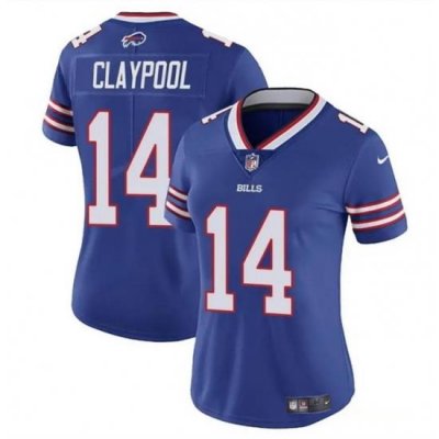 Women Buffalo Bills 14 Chase Claypool Blue Vapor Stitched Football Jersey