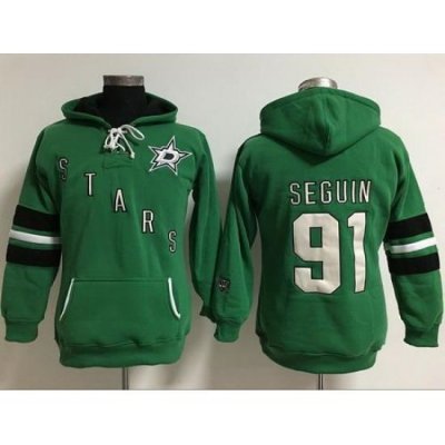 Dallas Stars 91 Tyler Seguin Green Women Old Time Heidi Hoodie NHL Hoodie