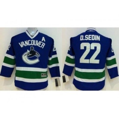 Kids Vancouver Canucks #22 Daniel Sedin Blue NHL Jersey