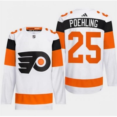 Men Philadelphia Flyers 25 Ryan Poehling White 2024 Stadium Series Stitched Jersey