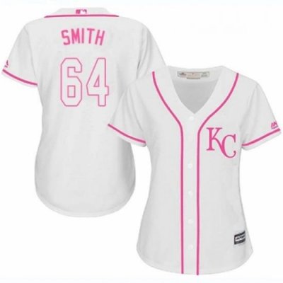 Womens Majestic Kansas City Royals 64 Burch Smith Replica White Fashion Cool Base MLB Jersey