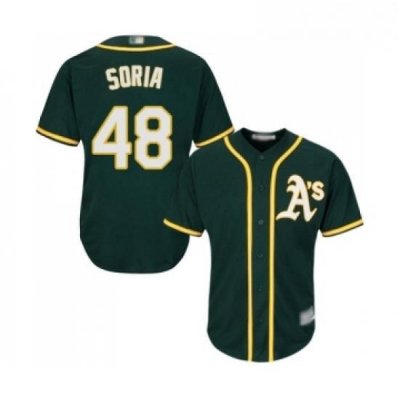 Youth Oakland Athletics 48 Joakim Soria Replica Green Alternate 1 Cool Base Baseball Jersey