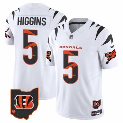 Men Cincinnati Bengals 5 Tee Higgins White Limited F U S E  Special Vapor Untouchable Limited Stitched Football Jersey