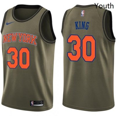 Youth Nike New York Knicks 30 Bernard King Swingman Green Salute to Service NBA Jersey