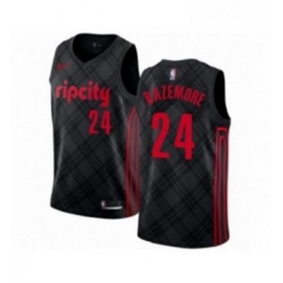 Youth Portland Trail Blazers 24 Kent Bazemore Swingman Black Basketball Jersey City Edition