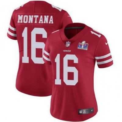 Women Nike San Francisco 49ers 16 Joe Montana Red NFL Vapor Untouchable Limited 2024 Super Bowl LVIII Jersey