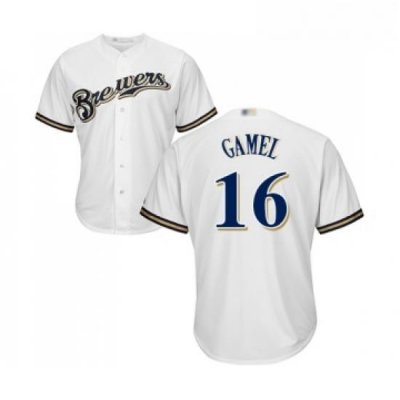 Youth Milwaukee Brewers 16 Ben Gamel Replica White Alternate Cool Base Baseball Jersey