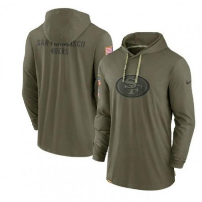 Men San Francisco 49ers 2022 Olive Salute To Service Tonal Pullover Hoodie