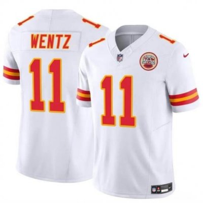 Youth Kansas City Chiefs 11 Carson Wentz White 2023 F U S E Vapor Untouchable Limited Stitched Football Jersey