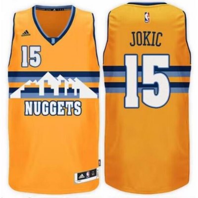 Men Denver Nuggets 15 Nikola Jokic Gold 2016 17 Swingman Stitched Basketball Jersey