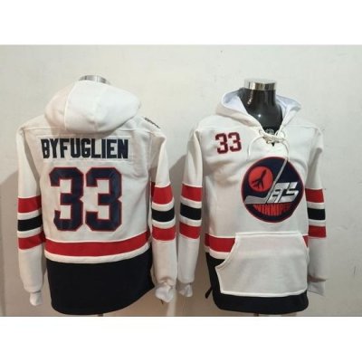 Men Winnipeg Jets 33 Dustin Byfuglien White Stitched Hoodie