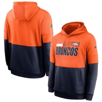 Men Denver Broncos Nike Sideline Impact Lockup Performance Pullover Hoodie Orange Navy