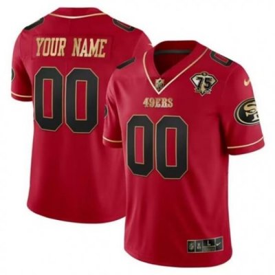 San Francisco 49ers Active Player Custom Red Gold 75th Anniversary Patch Stitched Jersey