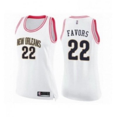 Womens New Orleans Pelicans 22 Derrick Favors Swingman White Pink Fashion Basketball Jersey