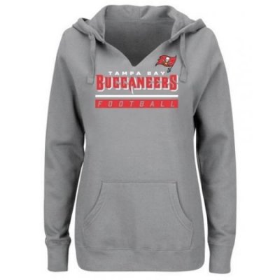 NFL Tampa Bay Buccaneers Majestic Womens Self Determination Pullover Hoodie Heather Gray