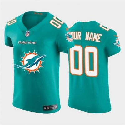 Men Women Youth Toddler Miami Dolphins Custom Aqua Green Men Nike Big Team Logo Elite NFL Jersey