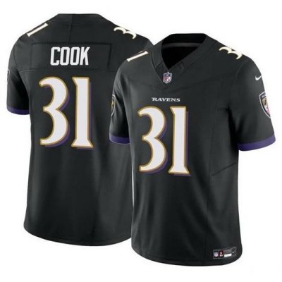 Men Baltimore Ravens 31 Dalvin Cook Black 2024 F U S E  Vapor Limited Football Jersey