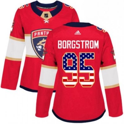 Womens Adidas Florida Panthers 95 Henrik Borgstrom Authentic Red USA Flag Fashion NHL Jersey