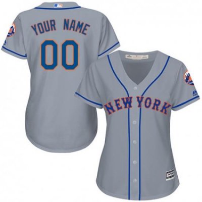 Men Women Youth All Size Custom New York Mets ized Road Cool Base Jersey Grey