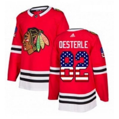 Youth Adidas Chicago Blackhawks 82 Jordan Oesterle Authentic Red USA Flag Fashion NHL Jersey