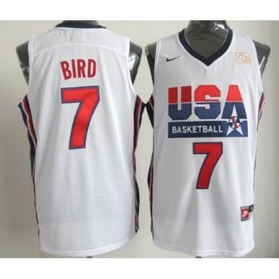 1992 Olympics Team USA 7 Larry Bird White Swingman Jersey