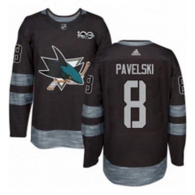 Mens Adidas San Jose Sharks 8 Joe Pavelski Authentic Black 1917 2017 100th Anniversary NHL Jersey