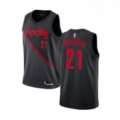 Youth Portland Trail Blazers 21 Hassan Whiteside Swingman Black Basketball Jersey 2018 19 City Edition