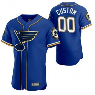 St  Louis Blues Custom Men Women youth 2020 NHL x MLB Crossover Edition Baseball Jersey Blue