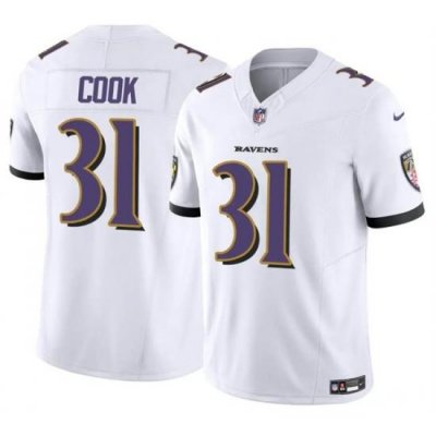 Youth Baltimore Ravens 31 Dalvin Cook White 2024 F U S E  Stitched Jersey