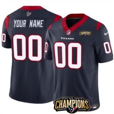 Men Houston Texans Active Player Custom Navy 2023 F U S E  AFC South Champions Patch Vapor Limited Stitched Football Jersey