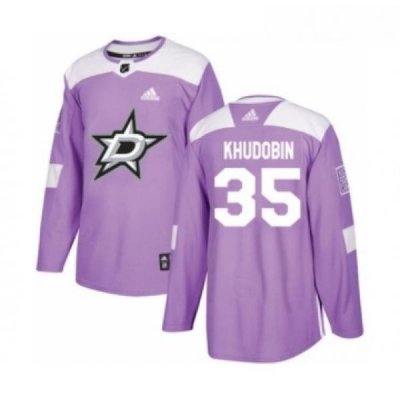 Youth Adidas Dallas Stars 35 Anton Khudobin Authentic Purple Fights Cancer Practice NHL Jersey