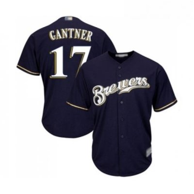 Youth Milwaukee Brewers 17 Jim Gantner Replica Navy Blue Alternate Cool Base Baseball Jersey