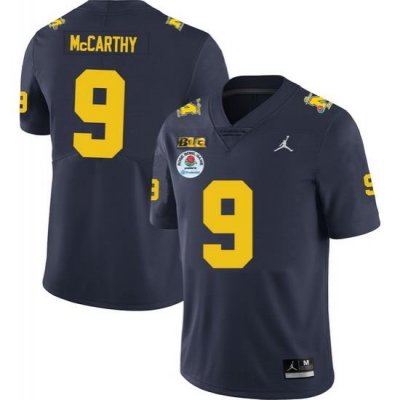 Men Michigan Wolverines J.J. Mccarthy Maize #9 College Football Navy Rose Bowl Jersey