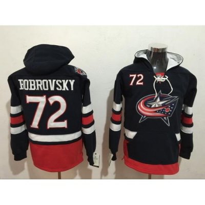 Men Columbus Blue Jackets 72 Sergei Bobrovsky Blue Stitched Hoody