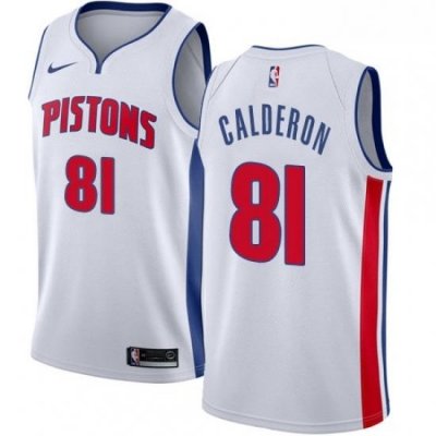 Youth Nike Detroit Pistons 81 Jose Calderon Swingman White NBA Jersey Association Edition