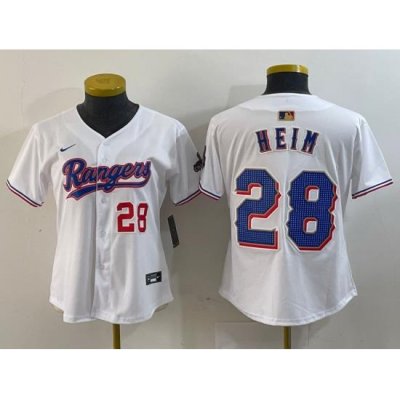 WomenTexas Rangers 28 Jonah Heim White Gold Cool Base Stitched Baseball Jersey 1