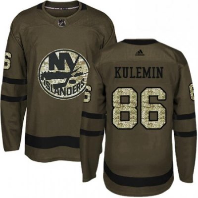 Youth Adidas New York Islanders 86 Nikolay Kulemin Authentic Green Salute to Service NHL Jersey