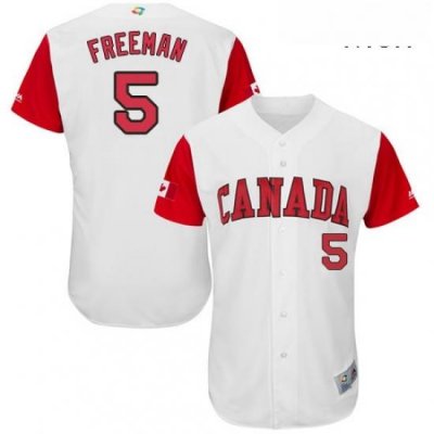 Mens Canada Baseball Majestic 5 Freddie Freeman White 2017 World Baseball Classic Authentic Team Jersey