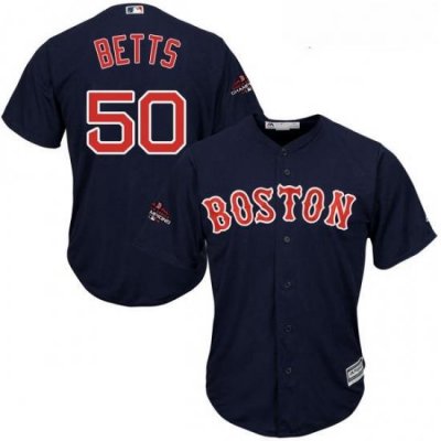 Youth Majestic Boston Red Sox 50 Mookie Betts Authentic Navy Blue Alternate Road Cool Base 2018 World Series Champions MLB Jersey