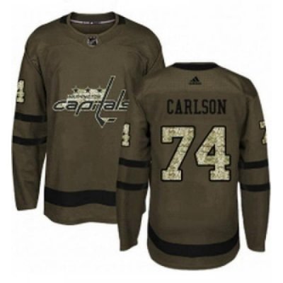 Youth Adidas Washington Capitals 74 John Carlson Premier Green Salute to Service NHL Jersey