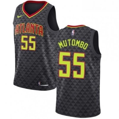 Youth Nike Atlanta Hawks 55 Dikembe Mutombo Authentic Black Road NBA Jersey Icon Edition