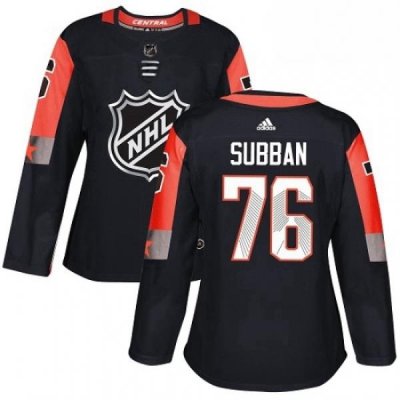 Womens Adidas Nashville Predators 76 PK Subban Authentic Black 2018 All Star Central Division NHL Jersey