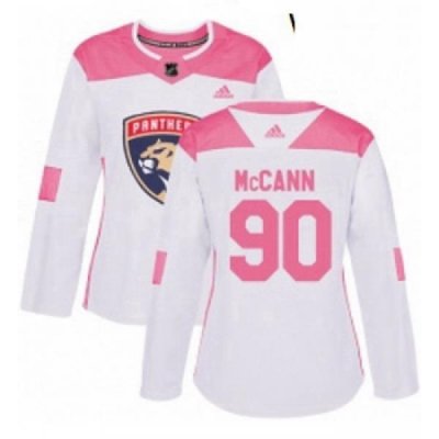 Womens Adidas Florida Panthers 90 Jared McCann Authentic WhitePink Fashion NHL Jersey