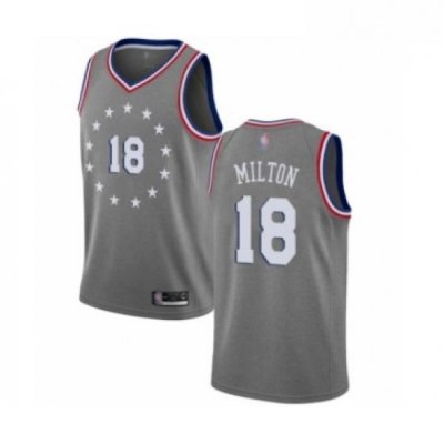 Youth Philadelphia 76ers 18 Shake Milton Swingman Gray Basketball Jersey City Edition