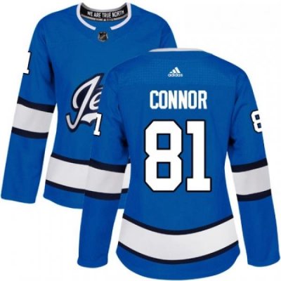 Womens Adidas Winnipeg Jets 81 Kyle Connor Authentic Blue Alternate NHL Jersey