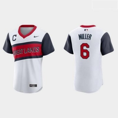 Men Cleveland Indians 6 Owen Miller Men Nike White 2021 Little League Class Authentic MLB Jersey