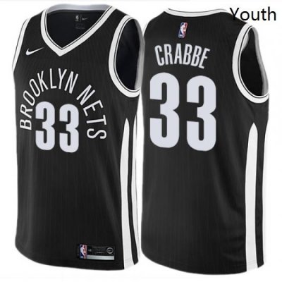 Youth Nike Brooklyn Nets 33 Allen Crabbe Swingman Black NBA Jersey City Edition