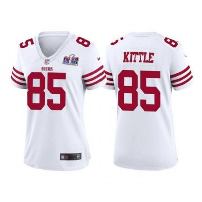 Women San Francisco 49ers 85 George Kittle White 2023 F U S E  Vapor Untouchable Limited Stitched Football 2024 Super Bowl LVIII Jersey